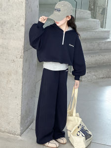 MPW | ชุดฮู้ดแฟชั่นสำหรับเด็กผู้หญิง ชุดสองชิ้น ฤดูใบไม้ร่วง คอลเลกชั่นใหม่ ชุดลำลอง เสื้อและกางเกง กางเกงขายาว ทรงหลวม แขนยาว ปกติ