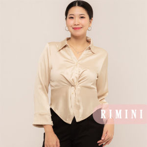RIMINI - Atasan Kemeja Lengan Panjang crop Twisted Long Sleeves Size XS-XL - Catleya Top 525387