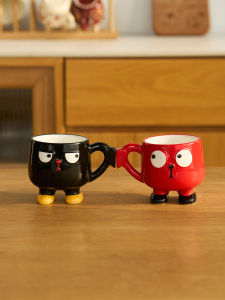 Cute Creative Ceramic Mugs Couple Water Cups Unique Design Small Batch April Brand Tea Dining Utensils Cartoon Pattern