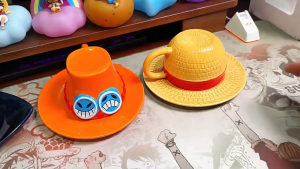 Cartoon One Piece Luffy Ace Saab Hat Cup Cartoon home ceramic cup coffee cup Washable Reusable Drinkware Handmade