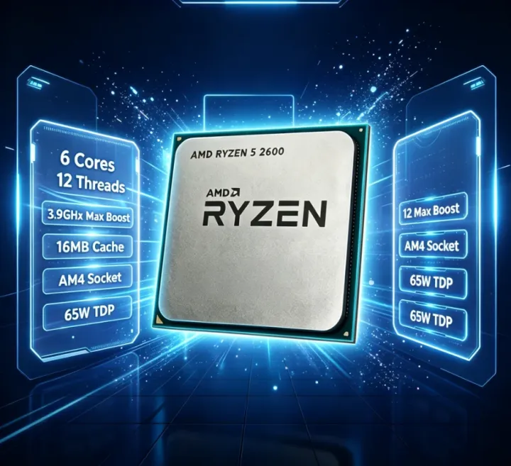 AMD | AMD Ryzen 5 2600 Balanced Performance Processor 6 Cores 12 Threads 65W TDP Matches Full AM4 Mainboard Series PC CPU No Cooler