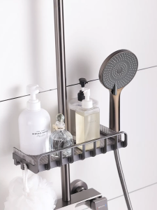Shower pole showerhead stand bathroom storage rack toilet new wall tray no need for drilling waterproof
