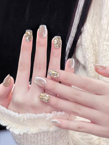 MONLEYTA | Handmade Nail Art Short Wearing False Nails Autumn Winter High-End Feeling Nail Patches Finished Products Man Li Ta Brand