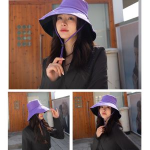 Runenbaoluo Mũ ngư dân đảo ngược cho nữ Mũ tai bèo mùa xuân mùa hè mùa thu phổ thông bảo vệ khỏi tia UV Mũ che nắng Mũ che nắng chống nắng thường ngày vành lớn