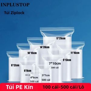 INPLUSTOP Túi Đựng Đồ Có Khóa Kéo Trong Suốt 100 Chiếc/500 Chiếc Túi Đựng Thực Phẩm PE Trong Suốt Túi Niêm Phong Tự Niêm Phong Dây Kéo Poly Để Đựng Đồ Trang Sức Nhà Bếp
