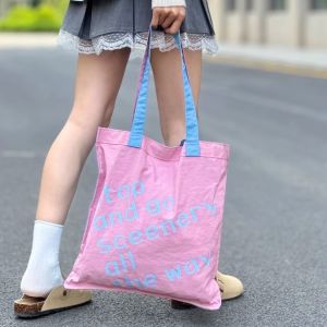 Large Capacity Single Shoulder Tote Bag Womens Commuter School Bag Lightweight Nylon Material Print Design Casual Style