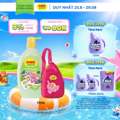 [Tặng Kèm Túi Đeo Chéo] Sữa Tắm Gội cho bé Carrie Junior Hương Melon 700g