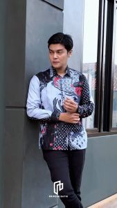 Kemeja Batik Pria Lengan Panjang - Baju Batik pria Terbaru New Motif Mulyo Biru Denim Kemeja Batik Denim