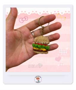 Xiaoyu Mami Store handmade crochet mini burger keychain