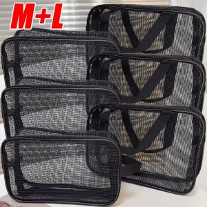 【XZ Beauty】2pcs Portable Cosmetic Storage Bag Reusable Mesh Makeup Brush Organizer Cases Travel Home Bathroom Shampoo Toiletries Handbags