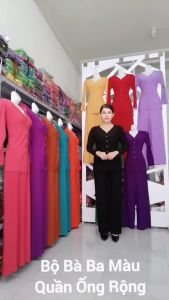 Bộ Bà Ba Màu Trơn Ống Rộng
