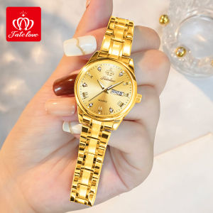 Fatelove ladies watch waterproof original brand diamond dial dual calendar luminous Stainless Steel fashion style watch for woomen