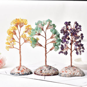 Natural Crystal Tree Fortune Tree Good Luck Tree Ore Agate Slice Seven Color Crystal Decoration Decorative Accessories