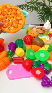 10 PCS Kitchen Simulation Vegetable Fruit Cutting Toys Set Pretend Play 水果切切乐玩具套餐过家家Kids Montessori Learning Toys Fruit Cutting Toys Mix Match 3205