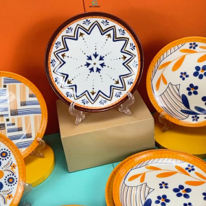 Piring Aesthetic Melamin Asli (Keramik Imitasi) 8/9 inch Tebal Anti Pecah Tahan Panas