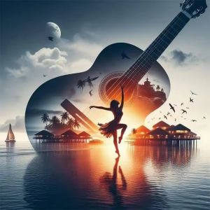 Bộ Tranh Kim Cương HUACAN Đầy Đủ - Tranh Phong Cảnh Đàn Violin Vũ Công Hồ Hoàng Hôn Với Đá Pha Lê Hình Vuông & Tròn Phong Cách Hiện Đại Trang Trí Tường Nhà