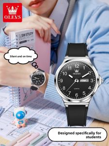 OLEVS | Đồng Hồ Dùng Cho Thi Đấu Chống Nước Im Lặng Chỉ Hiển Thị Giờ với Lịch Đôi