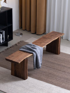 North American Black Walnut Wooden Bench Large Solid Wood Long Bench Shoe Changing Bed End Bench Art Style Wooden Furniture