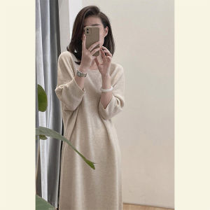 French Lazy Style Sweaters Dress Female Spring & Fall New Arrival Fancy Elegant Loose Slimming Straight Dress