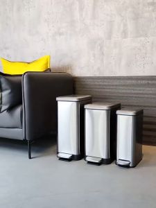Pedal Dustbin Rubbish Bin with Soft Close Lid 10L 15L 18L Waste Bin Dustbin Stainless Steel Soft Closing Trash Bins for Home Office Toilet / Kitchen