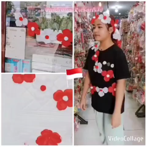 (4IN1) SELEMPANG BUNGA MERAH PUTIH HUT RI / GARLAND HIASAN DINDING DEKORASI 17 AGUSTUS / SELEMPANG FASHION PARADE KARNAVAL TARI / SLM9621
