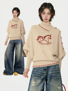KBVVR | Batwing High Neck Asymmetrical Layering Knitwear