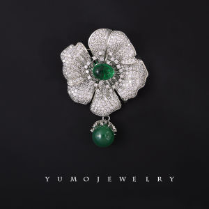 Elegant Luxury Hibiscus Flower Dangle Bead Brooch Pin High End Womens Fashion Statement Lapel Pin Coat Accessory