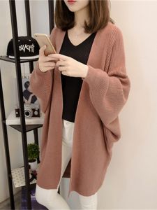 Spring 2025 Harajuku Style Mid-Length Knitted Open Cardigan Womens Outerwear Loose Fit Slimming Trendy Sweater Jacket
