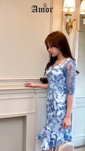 ชุดเดรส PA807 รุ่นชนิด ผ้าลูกไม้กริ๊ตเตอร์ 3 สี สีผ่า สีแดง สีเขียว สีเขียว สีช่วย หรือสีดำ กระโปรง ตรงชาย สี 3 สี มีไซส์สาวอวบ M-4XL