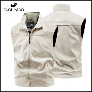 Fuguiniao Men Outdoor Cargo Breathable Sleeveless Vest Mens Tactic Casual Fish Vests Coats Man Pockets Sport Loose Cardigan Vest Waistcoat