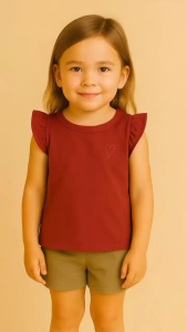 Owlakidz Joly Tee Warna Dusty Pink - Atasan Anak Perempuan Size 1-5 Tahun