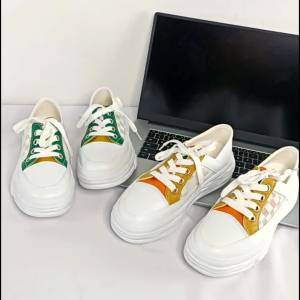 SPT-21 Sepatu Tali Wanita Motif Catur Kekinian Woman Fashion Kasual Shoes Cewek Remaja Korea Terbaru