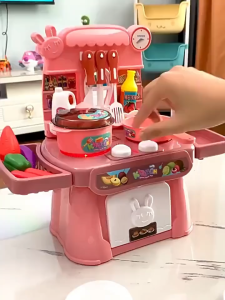 Kids Kitchen Playset Realistic Cooking Sounds Spray Sink Fun Cooking Pretend Play For Ages 3+