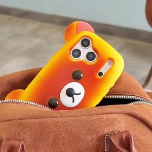 EOENKK | Cute Rilakkuma Bread Silicone Phone Case For iPhone 13 14 15 16 17 Pro Max 15 16 17 Pro Shockproof Cartoon INS Soft Phone Cover