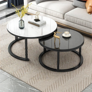 Creative Space-saving Round Living Room Table Marble Iron Art