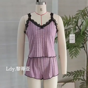 YIFAFA 【BUY 1 TAKE 1】 Womens 2 Piece Pajamas Set,Soft Breathable Lace Camisole Top With Shorts Comfortable Sleepwear For Daily Wear Home Clothes Delivery 2-3 Days