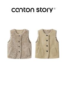 Cantonstory | Áo Khoác Lông Cừu Vintage Hai Mặt Không T Tay