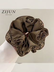 ZIJUN | High-end Double-Sided Brown 4-layer Leopard Scrunchie