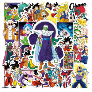 Bandai | 50/100pcs Dragon Ball Cartoon Creative Stickers DIY Decorative Stickers for Luggage Notebooks and Pencil Cases