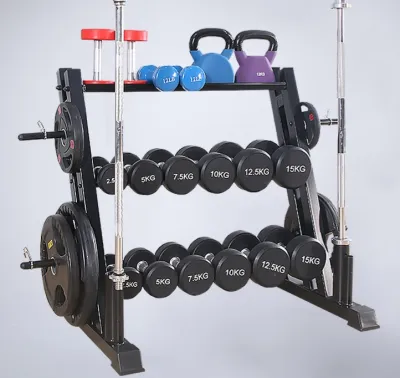 🇸🇬Ready Stock!!Potria 3 Tier Multi-Storage Dumbbell Rack Home Gym Fitness Workout Dumbbells Olympic Barbell Rack Crossfit Hexagon Dumbell Rack Rubber Bumper Weight Rack Kettlebell Rack