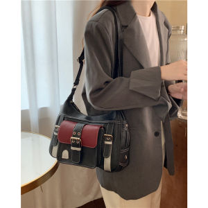 Vintage Crossbody Bag Women Commuter Shoulder Bags Korean Style PU Leather Zipper Closure Large Size Casual Fashion