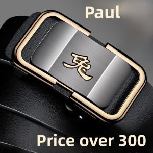 Pauls New Twelve Zodiac Leather Belt for Men Casual Automatic Buckle Business Versatile Waist Belt for Middle Youth
