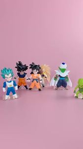 Bandai | 6Pcs/Set Cartoon Anime Dragon Ball Q Version Goku Vegeta Frieza Super Saiyan Action Figures Model Toys Dolls Children Birthday G