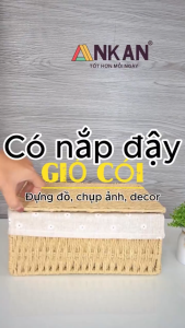 Rổ Mây Có Nắp Đựng Đồ Để Khăn Đồ Uống Trang Sức Trang Trí Khách Sạn Homestay Hàng Đẹp