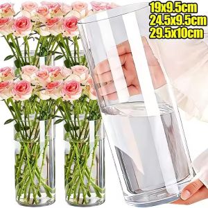 S/M/L Artificial Acrylic Clear Flower Vase Durabled Cylinder Design Available Flowers Plants Living Room Office Table Home Decor