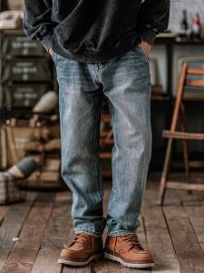 American Retro Washed Loose Straight Leg Jeans Mens Spring Autumn Casual Brand Ameika Casual Long Pants for Youth
