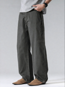 Wood soon | Trendy Straight Leg Casual Mens Pants Cotton