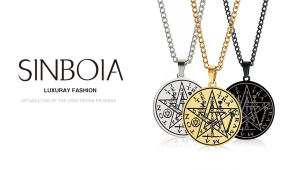 Fashion Stainless Steel Pentagram Solomon Seal Karbala Amulet Pendant Necklace For Men Women Guard From Evil and Unfortunate Events