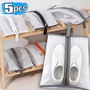 5pcs Portable Shoe Dust Covers PVC Travel Shoe Storage Bag with Strap Home Waterproof Large Capacity Shoes Moistureproof Bag