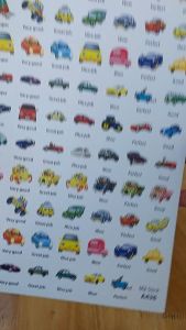 Sticker khen chữ Tiếng anh HÌNH SIÊU XE - Combo 40k 5 tờ A4 x 129 sticker